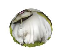 Cute Bichon Frise Dog Shower Cap For Women, Reusable Shower Cap, Waterproof Bath Cap For Women Long Hair