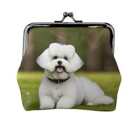 cute Bichon Frise Dog small wallets woman,wallets for women,coin purse for women,small womens wallet,with zipper and kiss lock, Black, One Size, Art Deco