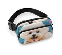 Cute Bichon Frise Dog Waist Bag Fashion Fanny Bag with Adjustable Strap for Outdoor Workout Cycling Unisex, white, 20x13cm, Waist Bag