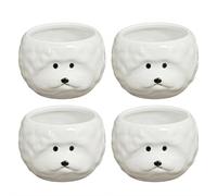 Cute Bichon shape Shape Ceramic Rice Bowl - Microwave & Dishwasher Safe Pet Themed Bowl for People & Pets, Cute Food Container for Snacks, Treats, Sauce, Creative Gift for Dog Lovers