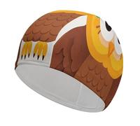 Cute Big Brown Cartoon Owls Bathing Cap High Elasticity Swimming Caps Fit Both Long Hair Short Hair Comfortable Large Shower Cap for Drag Reduction and Hair Protection