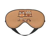 Cute Big Brown Cartoon Owls Print Functionality Eye Mask Sleep Lightweight Travel Yoga Camping Outdoors Relaxation