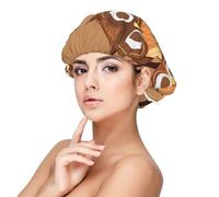Cute Big Brown Cartoon Owls Print Sleeping caps for Women to Protect Hair, Comfortable Nightcap for Curly and Long Hair, Black, One size