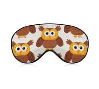 Cute Big Brown Cartoon Owls Sleep Mask Light Block-Out Eye Mask for Side Sleeper Pressure-Free Soft Night Blindfold with Adjustable Strap Breathable Sleep Eye Cover for Travel