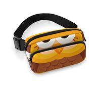 Cute Big Brown Cartoon Owls Waist Bag Fashion Fanny Bag with Adjustable Strap for Outdoor Workout Cycling Unisex, white, 20x13cm, Waist Bag