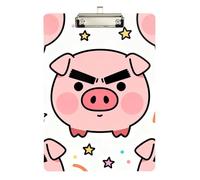 Cute Big Eyebrow Pig Hospital clipboard Acrylic Cute for Teacher Nursing Size 9 x 12 Silver