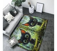 Cute Big-Eyed Black Cat Area Rug for Living Room Decor - Anti Slip Washable Throw Rug, 80x58 inches Indoor Carpet for Bedroom Living Room Decor