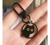Cute Big Eyes Black Cat Pendant Keychains Funny Universal Backpack Hangings Ornaments Car Keychain Accessories,7cm