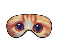 Cute Big Eyes Kitty Sleep Mask Orange Chubby Cat Blindfold for Sleeping Elastic Blackout Eye Mask Cover for Full Night's Sleep Travel and Nap