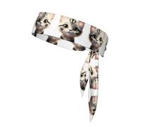 Cute Big Head cat Sports Headband Tie Double-Sided Breathable Sweat-Absorbing Band for Running Cycling Gym Workouts Head Tie Adjustable Fit