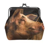 Cute Big Pig on Farm Coin Purse Vintage Pouch Buckle Clutch Bag Kiss-Lock Change Purse Clasp Closure Wallets for Women Girl