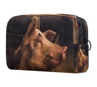 Cute Big Pig on Farm Cosmetic Bag for Women, Travel Toiletries Bags Large Makeup Handy Pouch Organiser Bag with Zipper
