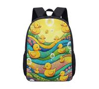 Cute Big Yellow Duck 17 Inch Backpack for Kids Students, Cartoon Style Little Ducks Print School Bag for Boys Girls (14)