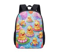 Cute Big Yellow Duck 17 Inch Backpack for Kids Students, Cartoon Style Little Ducks Print School Bag for Boys Girls (20)