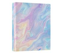 Cute Binder Three Ring 1 and A Half Inch Binders 3 Ring with Anti-Slip Clip D Ring Binders for Work School Office Pastel Rainbow Blue Purple, 1 Pack