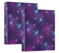 Cute Binder Three Ring 3 Ring Binders 1.5 Inch Holds 200 Sheets Notebook Binder for Work School Office Galaxy Purples Blue, 2 Pack