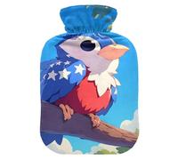 Cute Bird 4th of July Independence Day hot-Water Bottle with Soft Cover, 1L Water Bottle Bag for Hot and Cold Therapies, Neck Shoulder Warmer, Bolsa para agua Caliente