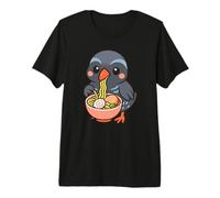 Cute Bird Eating Ramen Kawaii Illustration Premium T-Shirt