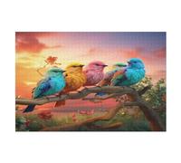 Cute Bird Jigsaw Puzzles for Kids 1000 Pieces 3d Cute Bird Wooden Puzzle Decompression Game for Adults Women Kids Girl Family Gathering Educational Game Toys （75×50cm）