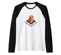 Cute Bird - Pink Cuckoo with Crown - Voxel Art Raglan Baseball Tee