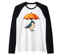 Cute Bird Under Umbrella Graphic Gift for Men Women Kids Raglan Baseball Tee