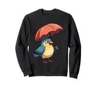 Cute Bird Under Umbrella Graphic Gift for Men Women Kids Sweatshirt