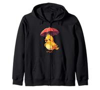 Cute Bird Under Umbrella Graphic Gift for Men Women Kids Zip Hoodie