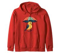 Cute Bird Under Umbrella Graphic Gift for Men Women Kids Zip Hoodie