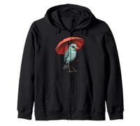 Cute Bird Under Umbrella Graphic Gift for Men Women Kids Zip Hoodie