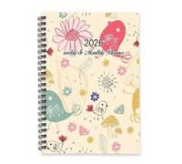 Cute Birds and Floral 2026 Notebook A5 To Do List Notebook Notebooks Daily Journal for Women Diary 2026 Planner for Family Week To View Monthly Year Diary Planner with Dotted Line Note Page Slim