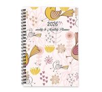 Cute Birds And Floral 2026 Planner A5 To Do List Notebook Calendar 2026 Diary Diary Men And Journal for Project Week To View Monthly Year Planner with Dotted Line Note Page Slim