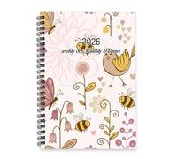 Cute Birds and Floral Journal 2026 A5 To Do List Notebook Personal Diary Diary 2026 Men Planner for Travel Week To View Monthly Year Planner with Dotted Line Note Page Slim
