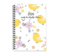 Cute Birds and Flowers Journal 2026 A5 To Do List Notebook Daily Journal 2026 Diary Womens Planner for University Student Week To View Monthly Year Diary Planner with Dotted Line Note Page Slim