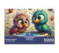 Cute Birds Drinking Fun And Challenging Family Game 1000 Pieces Puzzle -Owls Bird Bath Garden for Adults Kids Great Gift Idea38x26cm/1000pcs