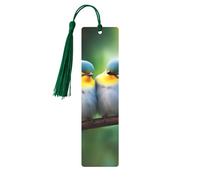 Cute Birds in Love Printed Metal Bookmarks S - Dark Green Lightweight Aluminium Book Marker for Books, Journals & Gifts, Ideal Book Lovers, Holiday Decor & Crafts
