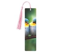 Cute Birds in Love Printed Metal Bookmarks S - Pink Lightweight Aluminium Book Marker for Books, Journals & Gifts, Ideal Book Lovers, Holiday Decor & Crafts