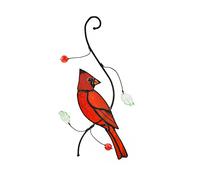 Cute Birds Stained Glass Suncatcher Birds Stained Glass Window Hangings for Home Decor (Cardinal)