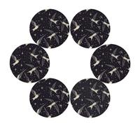 Cute Birds Swallows Black Round Placemats Set of 6 Place Mats Washbale Table Placemat Round Heat Resistant Table Mats for Kitchen Home Restaurant
