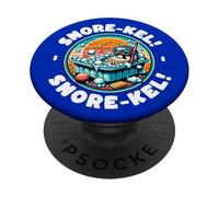 Cute Birdwatcher And Peregrine Falcon In A Bath PopSockets Adhesive PopGrip