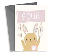 Cute Birthday Card - 4 Today - Bunny Rabbit