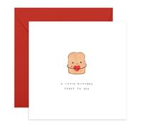 Cute Birthday Card - "A Little Birthday Toast to You" - Gifts for Him, Her, Friends, Family, Dad, Mum, Aunt, Uncle, Son, Daughter, BFF - Toast and Heart - Comes with an Envelope & Stickers