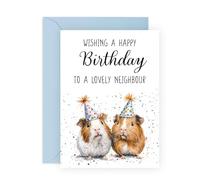 Cute Birthday Card - 'Birthday Neighbour' - Gifts for Next Door Friends, Colleagues, Him, Her - Warm Greetings- Comes with Fun Stickers
