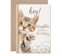 Cute Birthday Card for Daughter, Adorable Kitten and Gold Accents