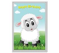 Cute Birthday Card for little Boys or Girls - 1 to 5 year old kids - Baby Lamb Cartoon - Happy 1st 2nd 3rd 4th 5th Bdays - Unique Special Animal Greeting - Blank Inside to write your own Message