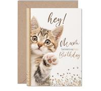 Cute Birthday Card for Mum, Chirpy Wishes and a Cheeky Kitten