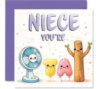 Cute Birthday Card for Niece - Bursting with Cheer - Playful Pastel Cartoon Characters Brighten Her Day - Perfect Pick for a Special Niece - 145mm Square, Envelope Included