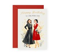 Cute Birthday Card for Sis - Birthday Sister - Presents for Her, Sibling, In Law, Step Sis, Besties, Ladies, Women, Little or Big Sis, Family - Sassy and Fabulous - Comes with Fun Stickers