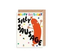 Cute Birthday Card Silly Sausage Hot Dog - Fun Bright Design Greeting Card