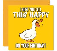 Cute Birthday Card - Spread Pure Birthday Joy - Adorable Happy Duck on a Bold Yellow Background - Guaranteed to Brighten Their Special Day - 145mm Square, Envelope Included