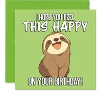 Cute Birthday Card - Spread Some Birthday Cheer - Smiling Sloth with a Joyful Message - Guaranteed to Lift Spirits - 145mm Square, Envelope Included